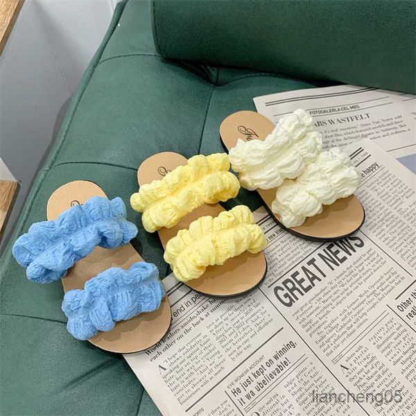 

slipper children' slippers princess fairy style cross checked soft sole anti slip versatile casual girls' sandals r230718, Black;grey