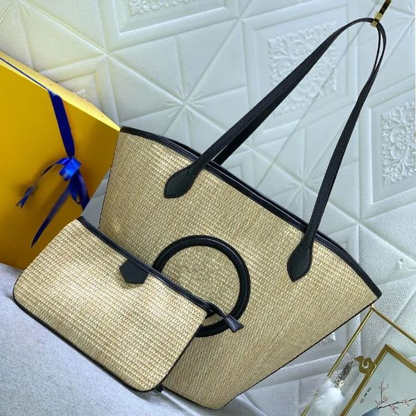 

women beach bag designer shoulder bags luxury handbag fashion brand shopping bag lafite grass bag wallet leisure travel handbag womens straw, Black;red