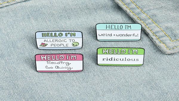 

english hello label brooches pins enamel letters lapel pin bags dress badge for women men fashion jewelry9808170, Gray