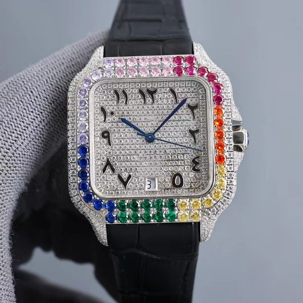 

rainbow diamond automatic mechanical steel to create the perfect insetting effect hand 4555 diamonds luxurious dazzling 360 degrees shining, Slivery;brown