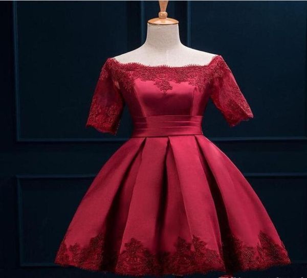 

2019 arabic short party cocktail dresses myriam fares dress knee length a line lace up appliques prom evening gowns dresses f9169320, Black