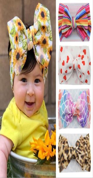 

ins european and american children039s hair accessories diy cloth wide hairband baby headgear kids headband printing big bow he4220809, Slivery;white