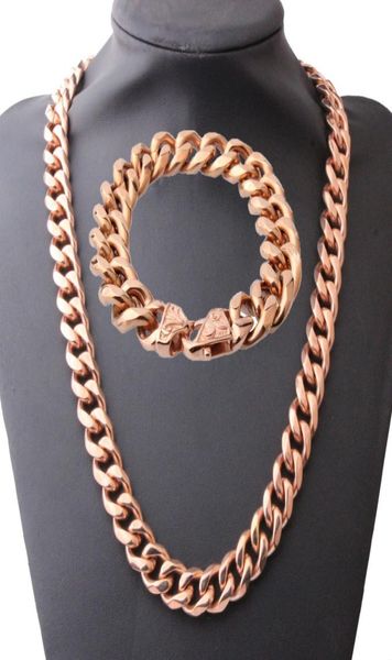 

charming 316l stainless steel rose gold cuban curb link chain men039s unisex039s necklace 236quot bracelet 866quot se5207513, Silver
