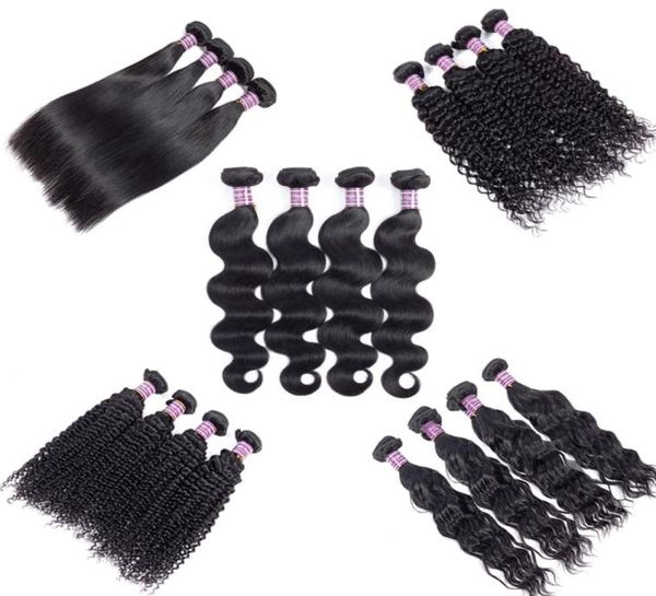 

virgin brazilian straight human hair weaves body deep water human hair bundles unprocessed peruvian malaysian kinky curly hair ext9630327, Black