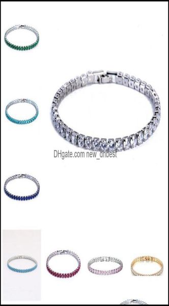 

tennis bracelets jewelry luxury 4mm cubic zirconia iced out chain crystal wedding for women men gold sier bracelet drop delivery 21846844, Golden;silver