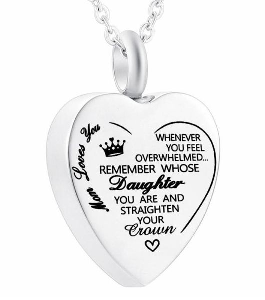 

whenever you feel overwhelmed remenber whose daughter you are stainless steel necklace urn for ashes for women mom1093945, Silver