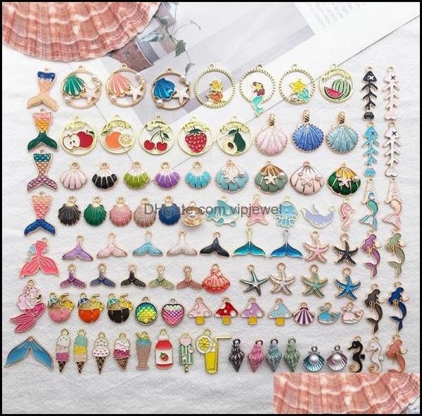 

charms jewelry findings components 100pcslot enamel plated zinc alloy marine life pendant for diy necklace bracelet earrings maki2891938, Bronze;silver