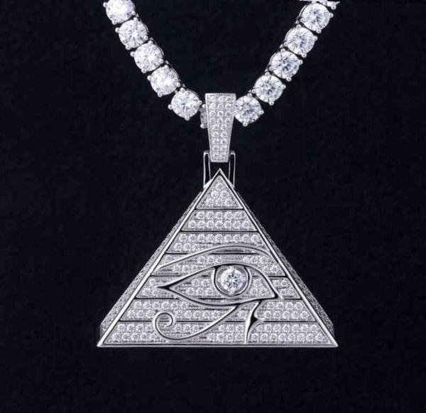 

new horus eye pyramid hip hop necklace pendant egyptian triangle jewelry2828503, Silver
