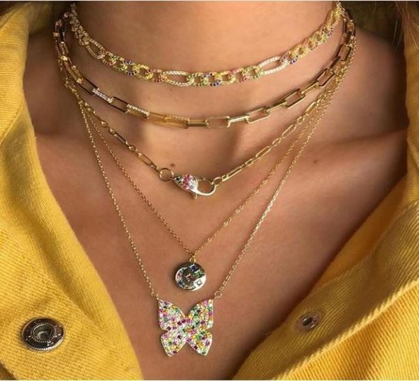 

chains 45cm square link chain iced out bling micro pave cz women modern cable necklace7823786, Silver