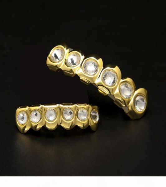 

new style hip hop bling bling rhinestone teeth grillz gold silver plated bottom grillz set7470159, Black