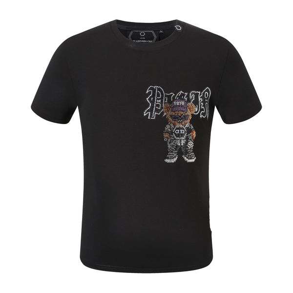 

phillip plain men designer pp skull diamond t shirt short sleeve dollar brown bear brand tee o-neck skulls tshirt tees pp2121, White;black