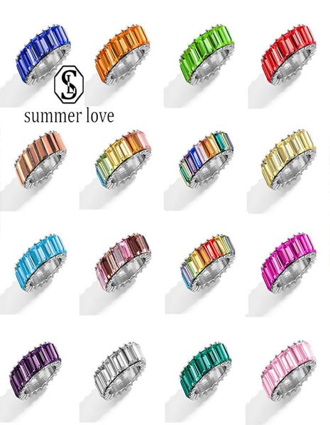 

rainbow crystal rings classic colorful engagement ring for men women silver plated fashion wedding jewelry gifty3994451