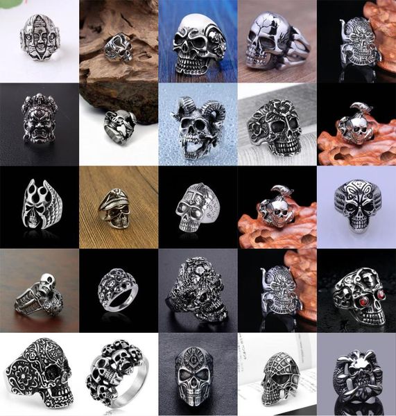 

men039s punk rings stainless steel more than 30 models of men039s skeleton ring silver fashion cool gothic punk wind finger 4001539