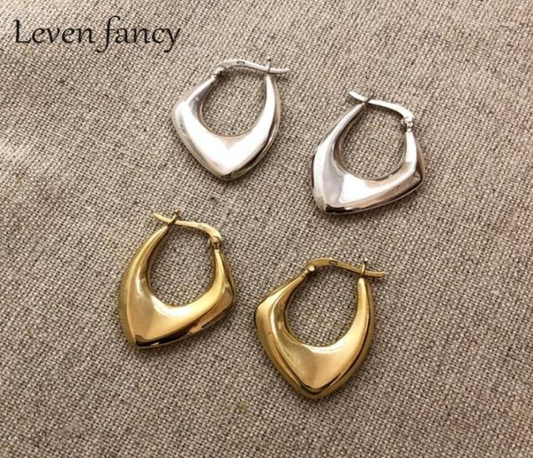 

girls 925 sterling silver irregular earrings for women nordic style minimalist big hoop earrings female luxury party jewelry11395373, Golden;silver