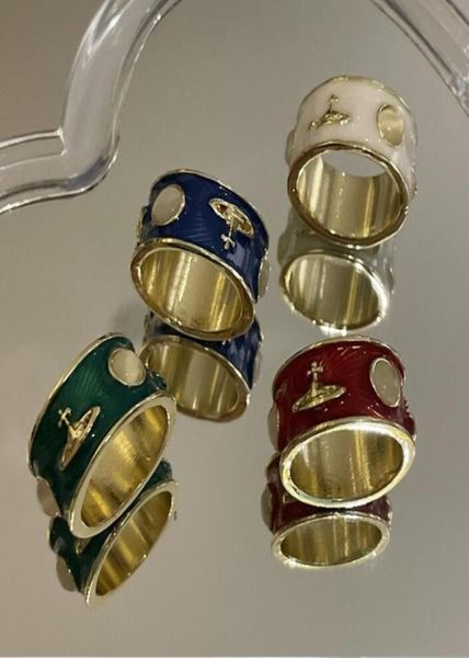 

cluster rings french retro summer color ring ins enamel planet painted oil drop wide version personality7180094, Golden;silver