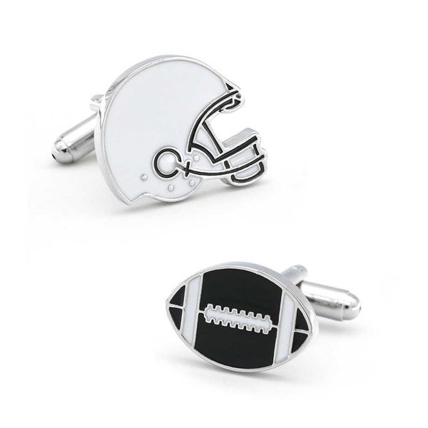 

cuff links rugby design american football player helmet cufflinks for men quality copper material white color cuff links wholesale retail hk, Silver