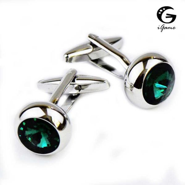 

cuff links igame men's designer cuff links silver color brass material green stone design shirt cufflinks hkd230718