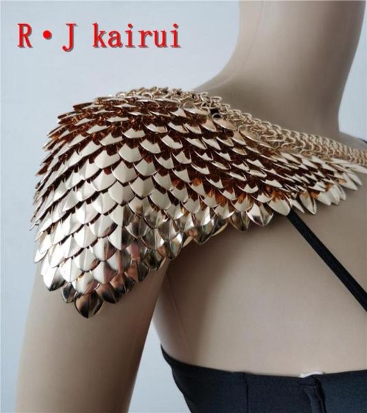 

fashion scalemail mermaid gold fish scales shoulder chains layers scale chainmail gold single fish scale shoulder jewelry 220715878519206, Silver