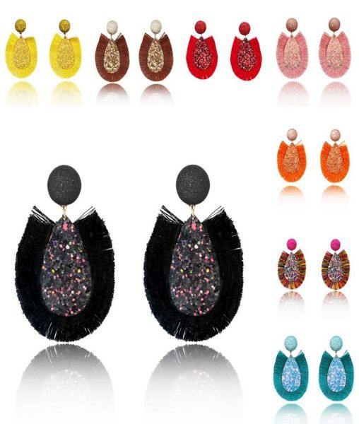 

bohemian sequin tassel earrings for women handmade stud earrings statement jewelry hanging fringe dangle eardrop lady christmas gi1457573, Silver