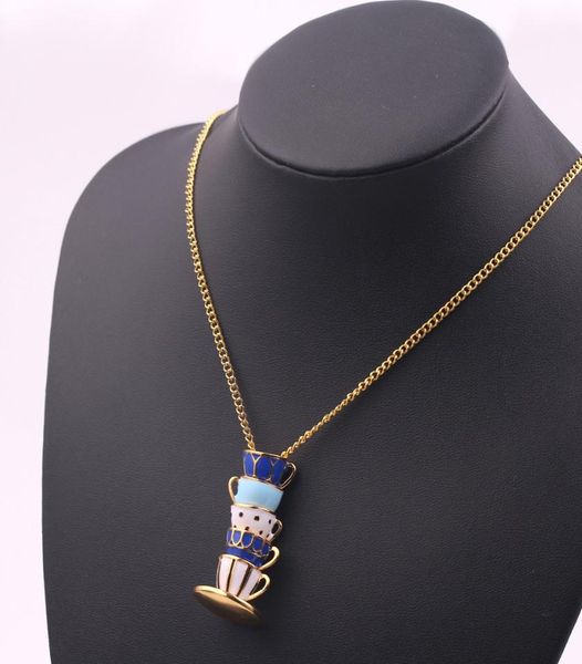 

valentine039s day gifts pendant necklaces european and american fashion brand glaze tea cup long necklace sweater chain3686095, Silver