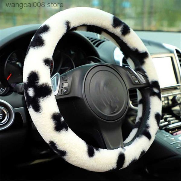 

steering wheel covers 38cm car steering wheel cover leopard print anti-slip soft plush car steering-wheel cover auto interior accessories ca