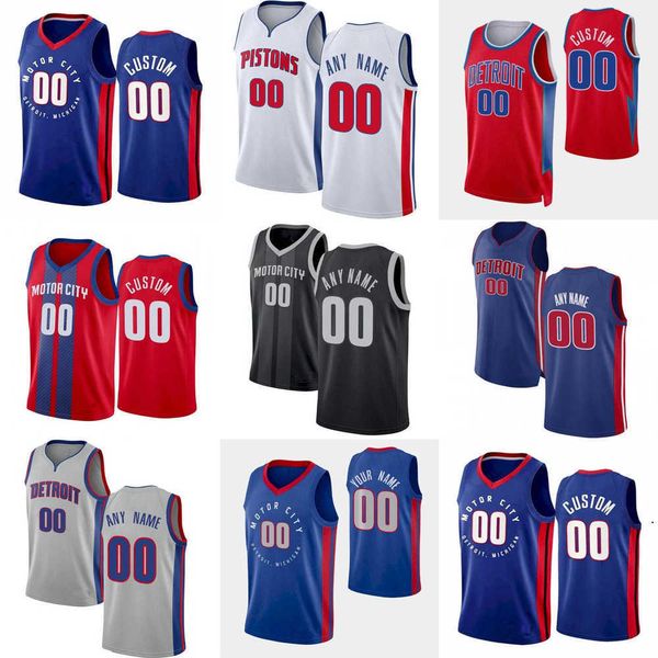 

75th custom mens womens detroit''pistons''jerami 9 grant josh 20 jackson saddiq 41 bey hamidou 6 diallo basketball jerse, Black;red