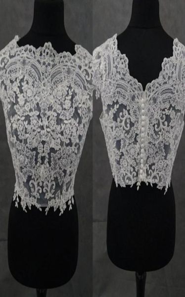 

2018 bridal wraps cap sleeves bridal coat lace jackets appliqued wedding capes bolero jacket wedding dress plus size access7574843, White