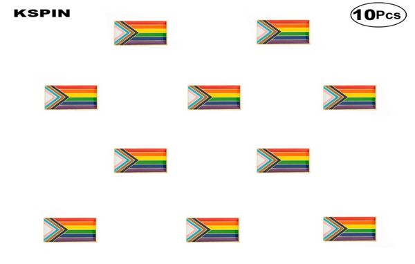 

progress pride flag brooches lapel pin flag badge brooch pins badges 10pcs a lot9973047, Gray