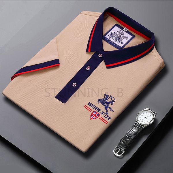 

men's polos summer men's business casual short sleeve t-shirt thin men's solid color embroidered cotton polo shirt 230717, White;black