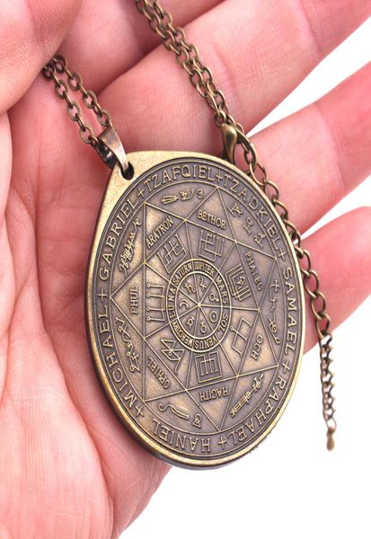 

huilin jewelry engraved seals of the seven archangels jewelry bronze pendant necklace6270297, Silver