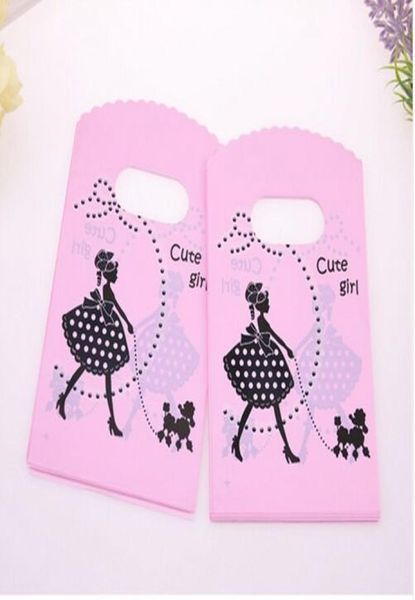 

new whole 500pcslot 915cm pink mini plastic shopping bags with cute girl birthday gift packaging bags9663298, Pink;blue