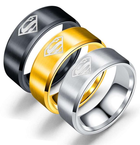 

cartoon accsori stainls men039s superman titanium steel ring7898606, Golden;silver