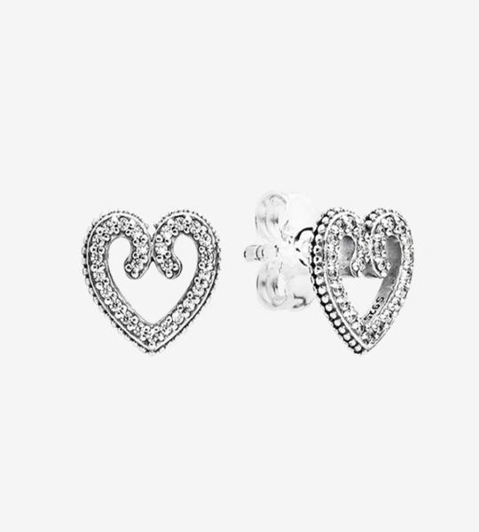 

women039s love hearts wedding earring jewelry with gift box for 925 sterling silver heart swirl stud earrings9469528, Golden;silver