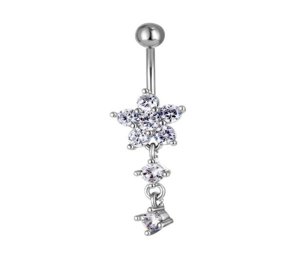 

d0949b zircon clear stone belly navel button ring0123451384956, Silver