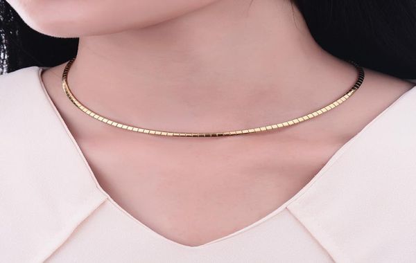 

316l stainless steel 4mm choker necklace for women necklace chain choker 2016 fashion jewelry collars 531028, Golden;silver