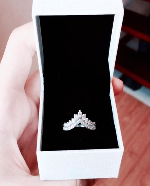 

wholesale- wish v-ring for 925 sterling silver cz diamond temperament joint ring with original box birthday gif2583579, Slivery;golden