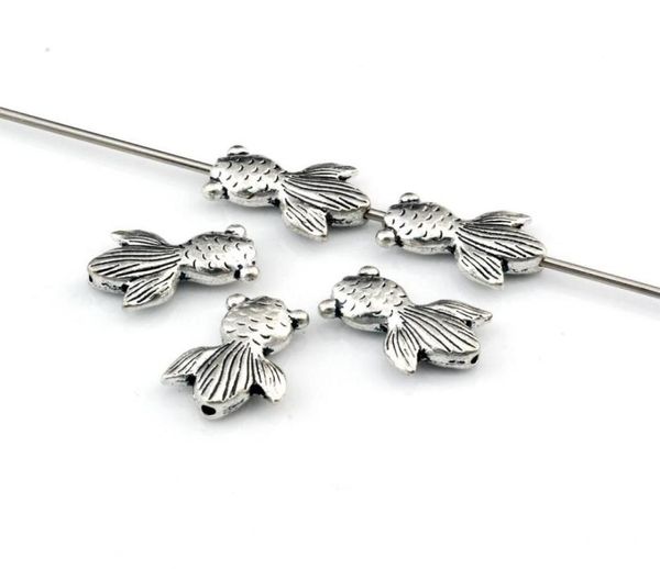 

100pcs antique silver fish charm spacer beads for jewelry making bracelet necklace diy accessories 145x10mm1289758, Bronze;silver