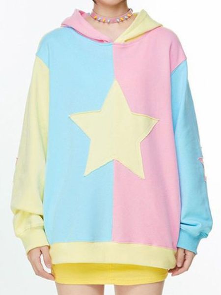 

women's hoodies sweatshirts deeptown y2k oversize hoodie women pullovers korean fashion kpop streetwear funny kawaii star hood sweatshi, Black
