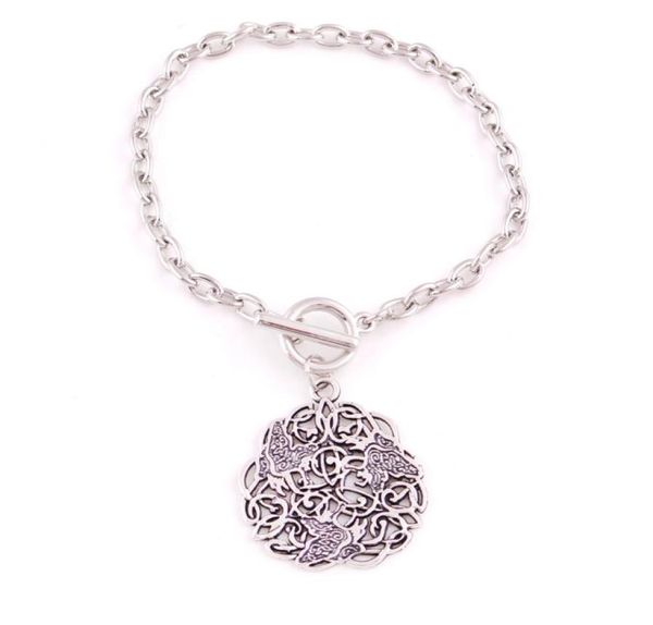 

personality viking three morrigan crows ravens triskele pattern charm pendent amulet charm wheat link chain bracelet jewelry gift1646166, Golden;silver