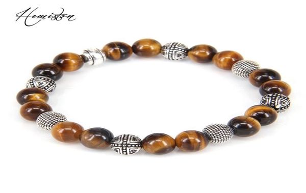 

strand style tiger039s eye stone bead and hero cross elastic bracelet heart for men b346 beaded strands1420482, Black