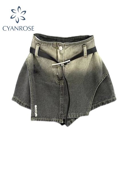 

skirts 2023 summer vintage denim skirt a line straight for women fashion korean style irregular mini harajuku y2k girl 90s 230718, Black