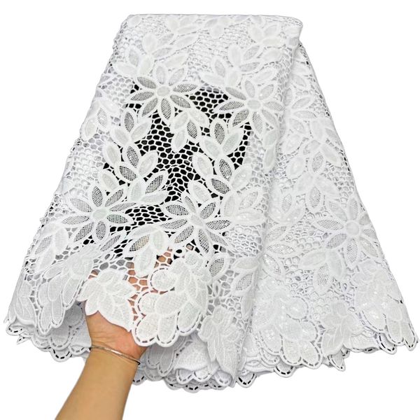 

yq-2101 milk silk water soluble eyelet 5 yards fabric lace women cord lace polyester sewing cutting daily 2023 africa material sewing new de, Black;white