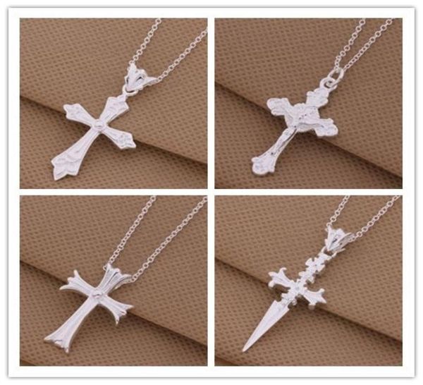 

mixed order 925 silver cross pendant necklace fashion jewelry 20pcslot2860157