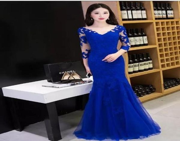 

lace applique vneck poet 34 long sleeve prom dresses sweep train dress for women special occasion party evening gowns2558811, Black;red