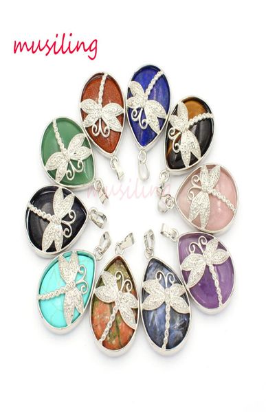 

dragonfly water drnatural stone pendants pendulum silver plated charms crystal fashion jewelry for women4424303