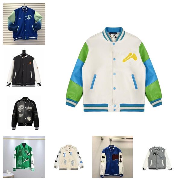 

designer varsity jackets bomber letterman jackets windbreaker baseball hip hop harajuku letter patchwork leather embroidery streetwear, Black