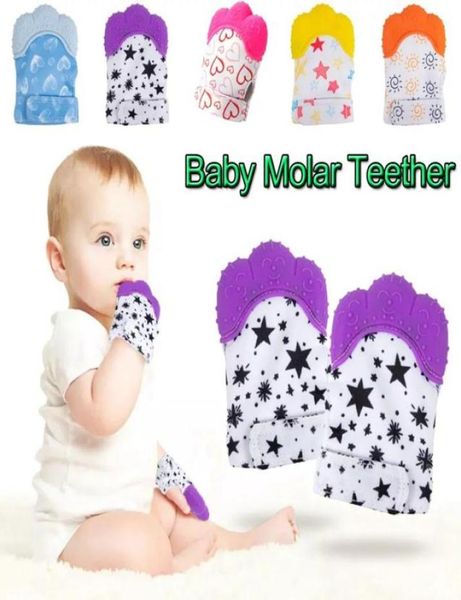 

teether gloves newborn grind teeth chew sound toys silicone grind childrens mittens teething pain relief practice toys maternity1717451, White