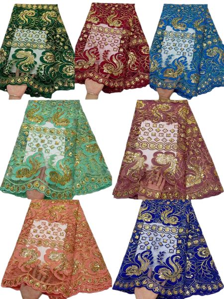 

yq-6047net cloth fabric lace african premium quality sequins stones 5 yards women gown cutting stripe pattern daily 2023 sparkly material du, Black;white