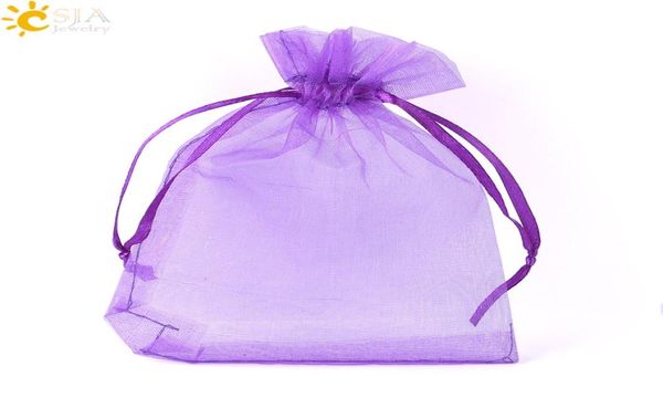 

csja 12 colors 10x15cm drawable pouches silk pouch organza gift bags wedding party decoration jewelry loose beads packaging bag 103211584, Pink;blue