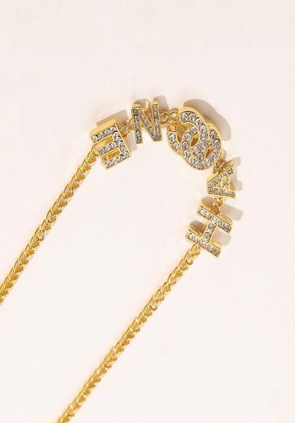 

luxury women designer necklace chunky choker chain crystal 18k gold plated stainless steel letter pendants necklaces statement wed7506167, Silver